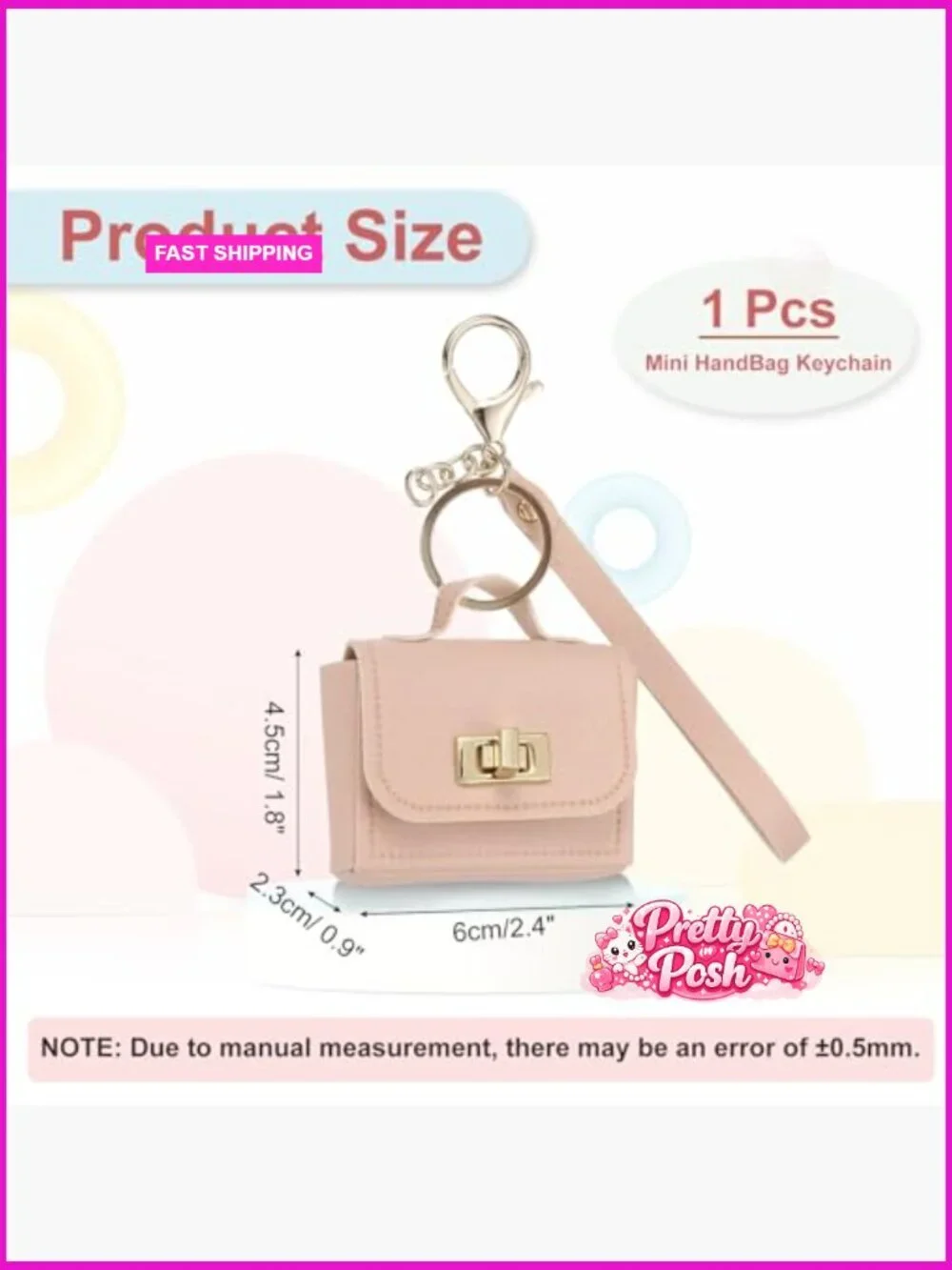 PU Leather Mini Handbag Keychain with Twist Lock and Lobster Clasp